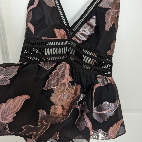 🚫 Sold 🚫 Rebecca Taylor - Floral Print Plunge Neckline Crop Top - XS/2 - Picture 4 of 7